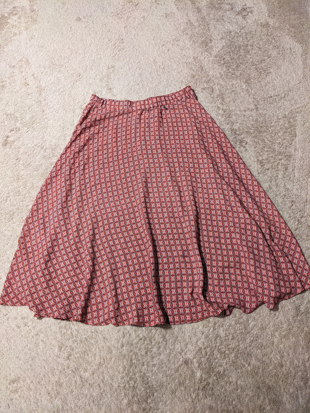 Max Studio Red Printed A-Line Midi Skirt